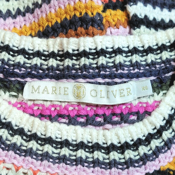 Marie Oliver Miley Rainbow Stripe Sweater Colorful Pullover Preppy Knit Size XS - Picture 11 of 13